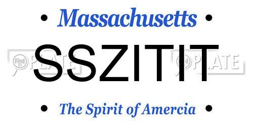 SSZITIT Massachusetts License Plate