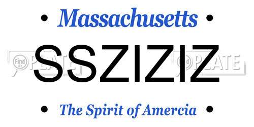 SSZIZIZ Massachusetts License Plate