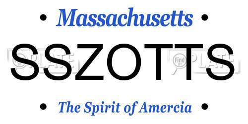 SSZOTTS Massachusetts License Plate