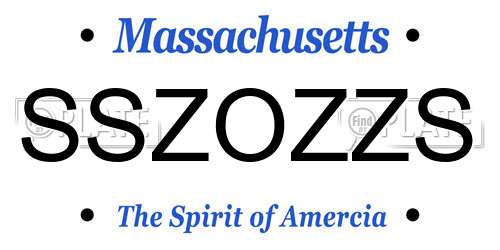 SSZOZZS Massachusetts License Plate