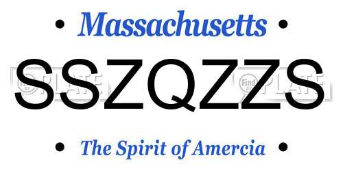 SSZQZZS Massachusetts License Plate