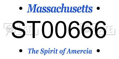 ST00666 Massachusetts License Plate
