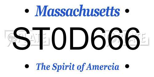 ST0D666 Massachusetts License Plate