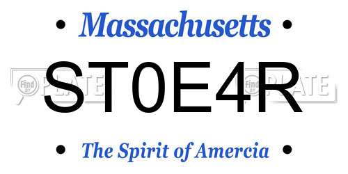 ST0E4R Massachusetts License Plate