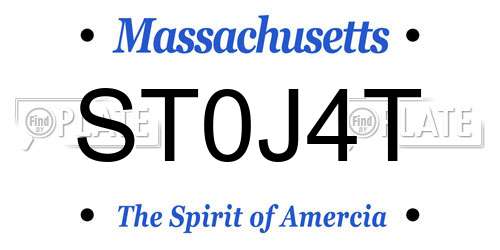 ST0J4T Massachusetts License Plate