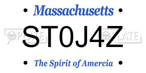 ST0J4Z Massachusetts License Plate