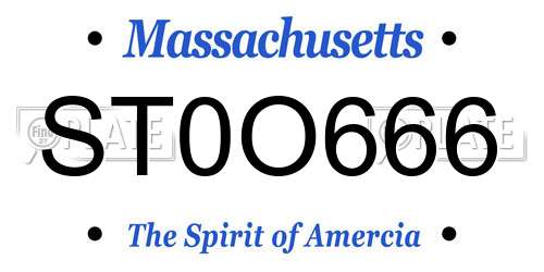 ST0O666 Massachusetts License Plate