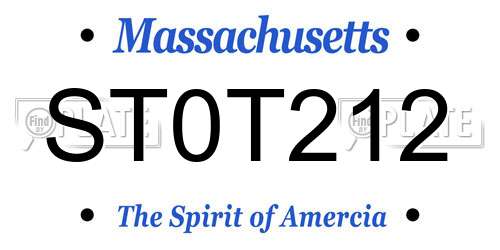 ST0T212 Massachusetts License Plate