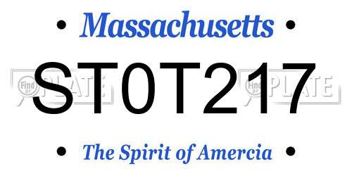 ST0T217 Massachusetts License Plate