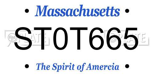ST0T665 Massachusetts License Plate