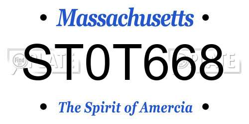 ST0T668 Massachusetts License Plate