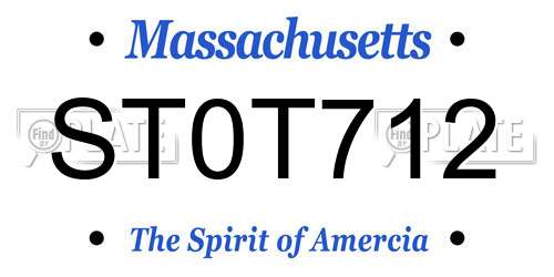 ST0T712 Massachusetts License Plate