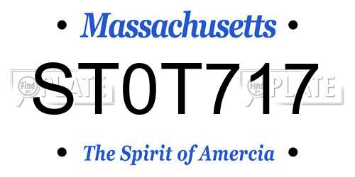 ST0T717 Massachusetts License Plate