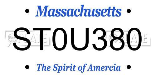 ST0U380 Massachusetts License Plate