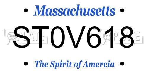 ST0V618 Massachusetts License Plate