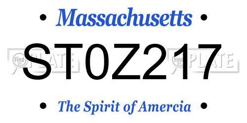 ST0Z217 Massachusetts License Plate