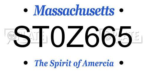 ST0Z665 Massachusetts License Plate