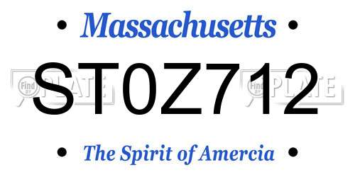 ST0Z712 Massachusetts License Plate
