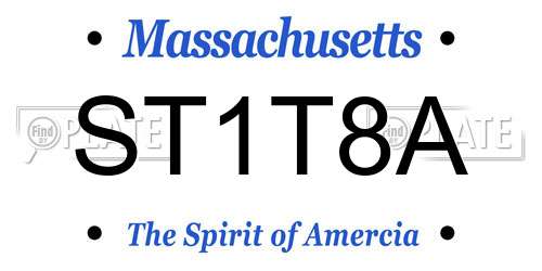ST1T8A Massachusetts License Plate