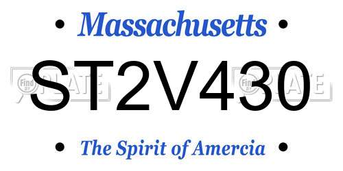 ST2V430 Massachusetts License Plate