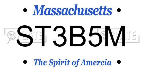 ST3B5M Massachusetts License Plate