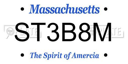 ST3B8M Massachusetts License Plate