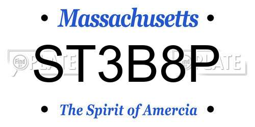 ST3B8P Massachusetts License Plate