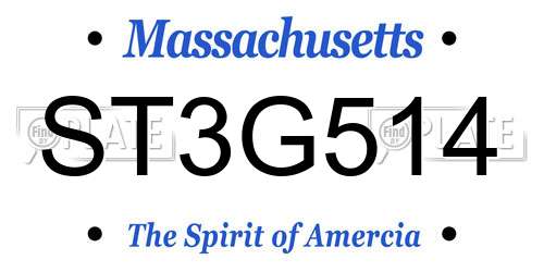 ST3G514 Massachusetts License Plate