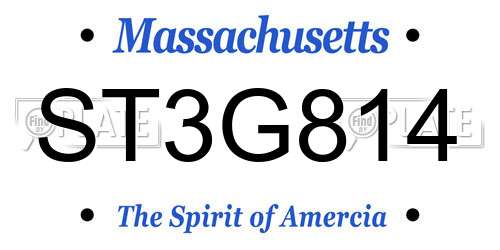 ST3G814 Massachusetts License Plate
