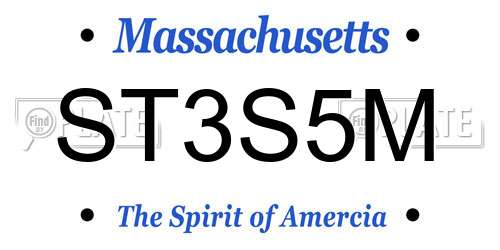 ST3S5M Massachusetts License Plate