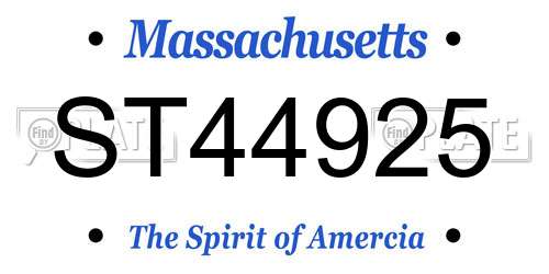 ST44925 Massachusetts License Plate