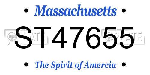 ST47655 Massachusetts License Plate