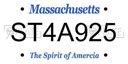 ST4A925 Massachusetts License Plate