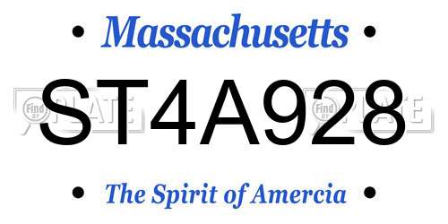ST4A928 Massachusetts License Plate