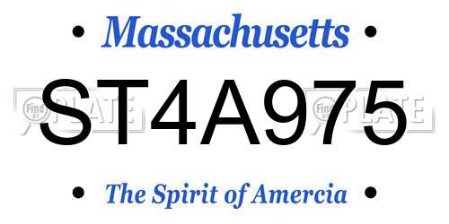 ST4A975 Massachusetts License Plate