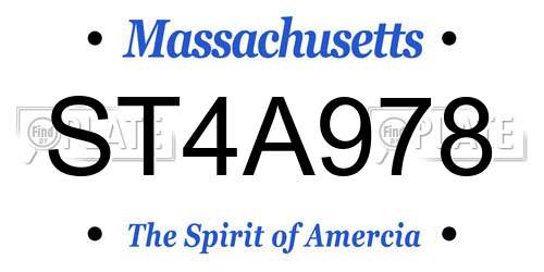 ST4A978 Massachusetts License Plate