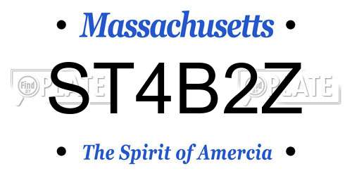 ST4B2Z Massachusetts License Plate