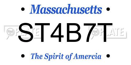 ST4B7T Massachusetts License Plate