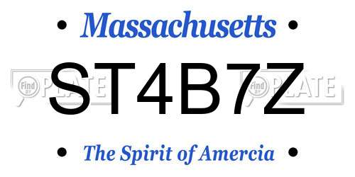 ST4B7Z Massachusetts License Plate