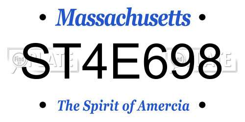 ST4E698 Massachusetts License Plate