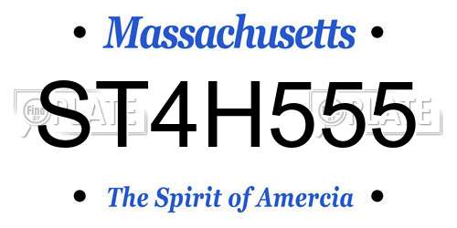 ST4H555 Massachusetts License Plate