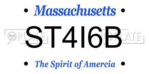 ST4I6B Massachusetts License Plate