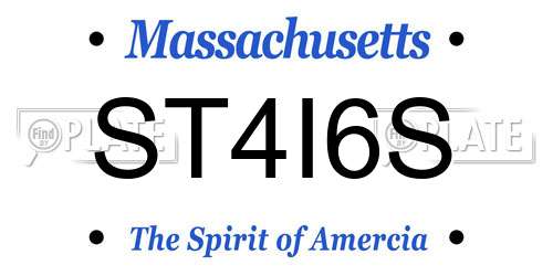 ST4I6S Massachusetts License Plate