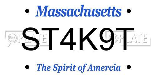 ST4K9T Massachusetts License Plate
