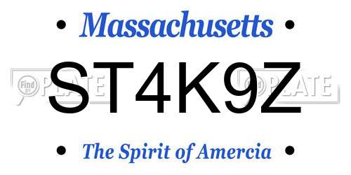 ST4K9Z Massachusetts License Plate