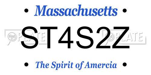 ST4S2Z Massachusetts License Plate