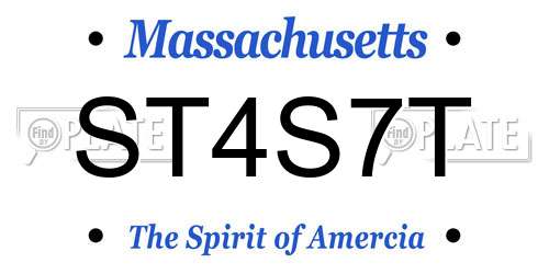 ST4S7T Massachusetts License Plate
