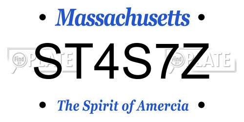 ST4S7Z Massachusetts License Plate