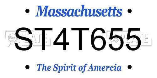 ST4T655 Massachusetts License Plate