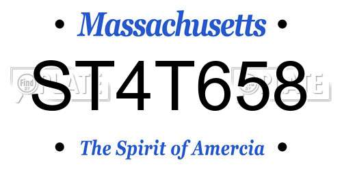ST4T658 Massachusetts License Plate